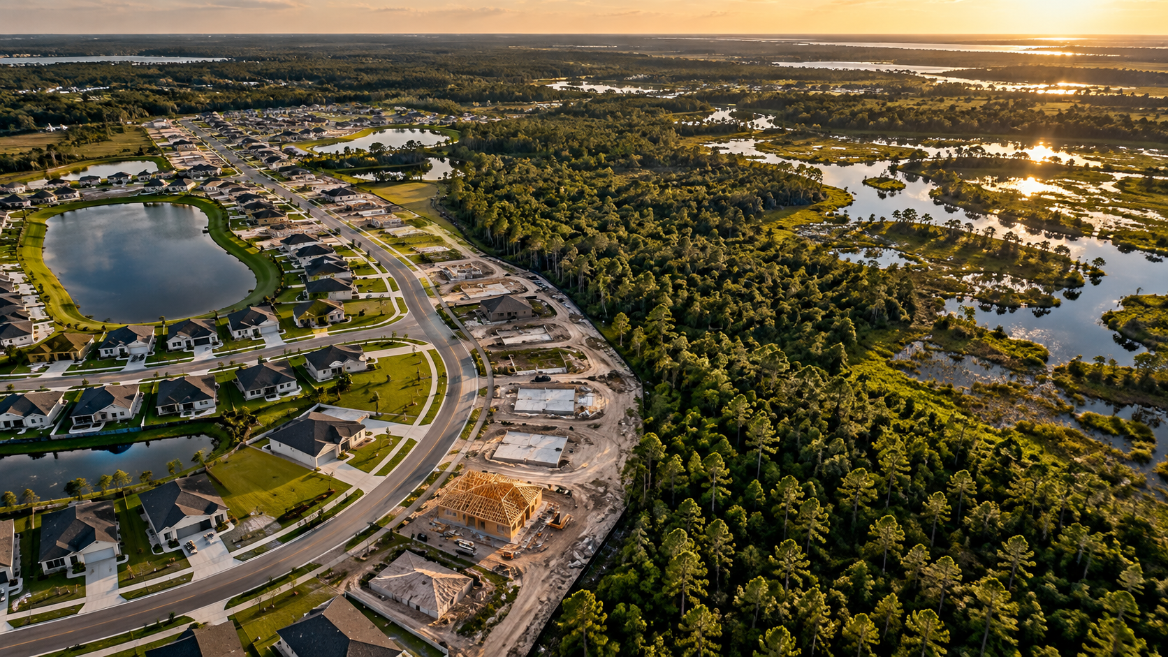 Aerial view of Florida residential development